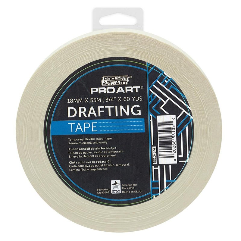 PRO ART Low Tack Drafting Tape, 3/4-inch x 60-Yard Roll, Natural - Image 1